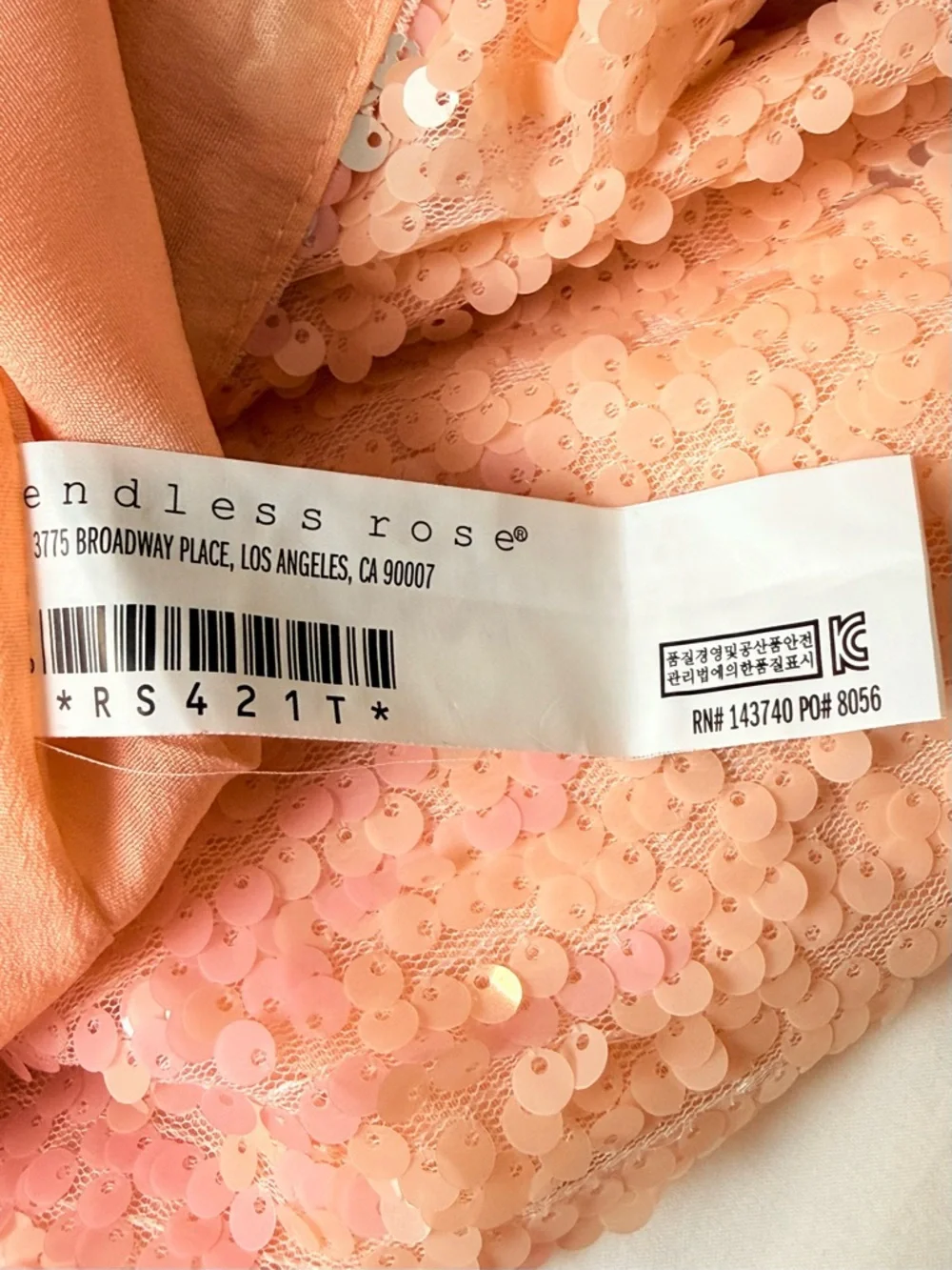 Endless Rose Silver to Peach Ombre Sequin Cowl Camisole - Picture 8 of 10